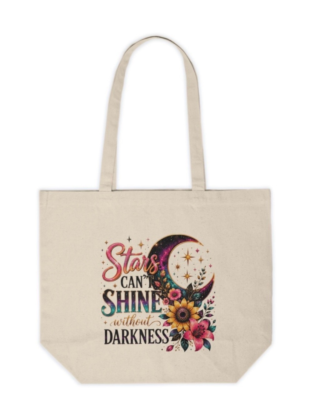 Stars Can’t Shine Without Darkness Inspirational Canvas Tote Bag